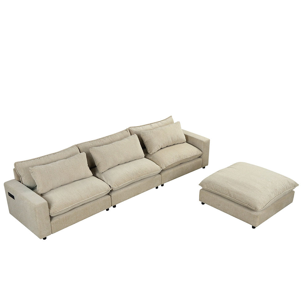 Thumbnail: 128" Sectional Sofa Cloud Sofa Chenille Upholstered Sofa  Couch
