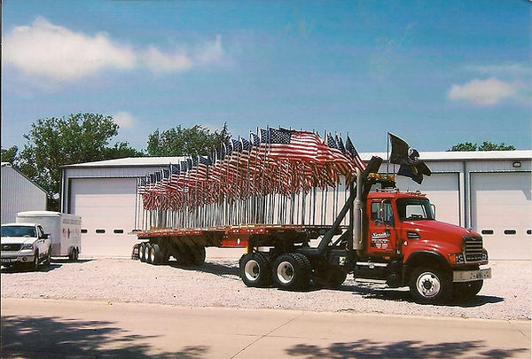 Flag float for parade