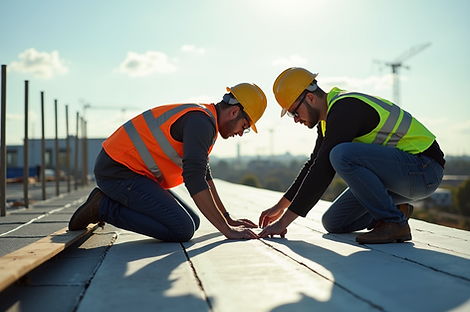A-construction-crew-collaborating-on-a-roofing-project-showing-teamwork-with-a-focus-on-sa