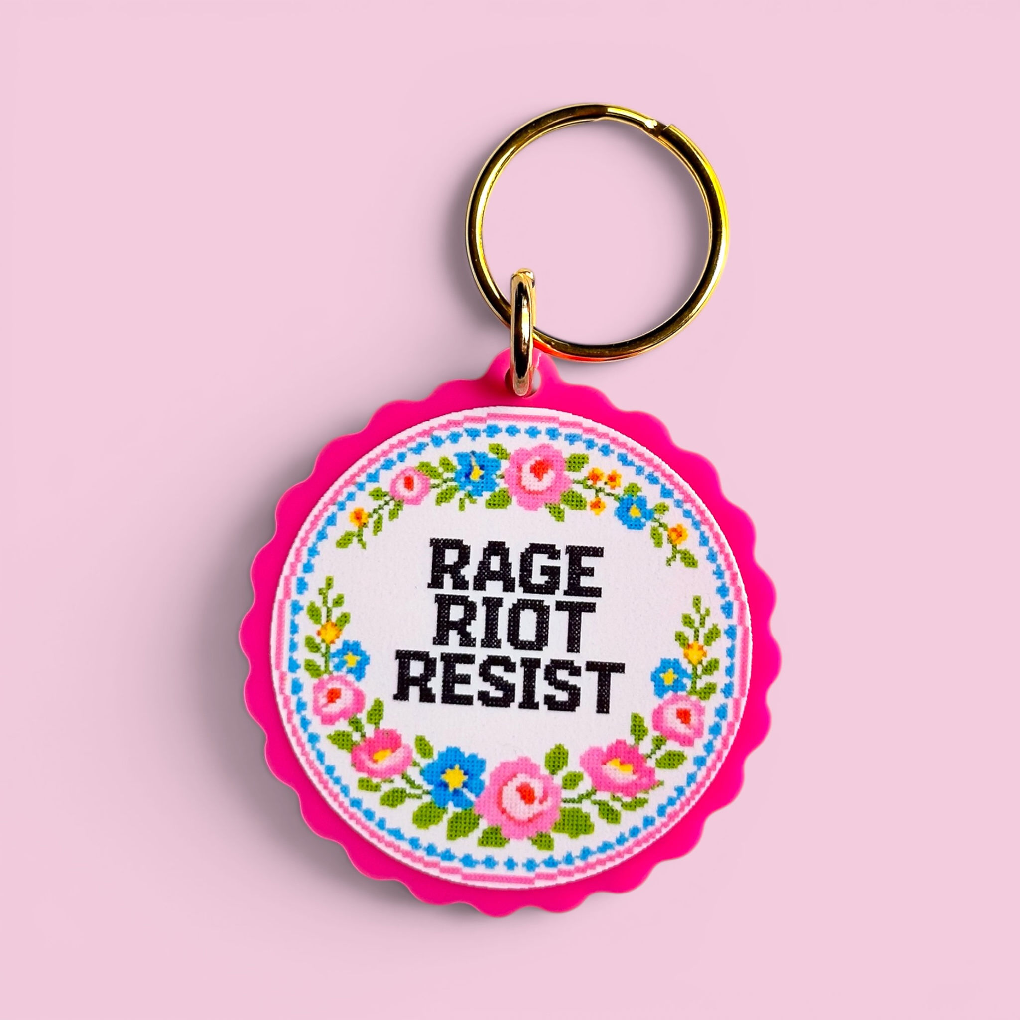 Rage Riot Resist Keychain