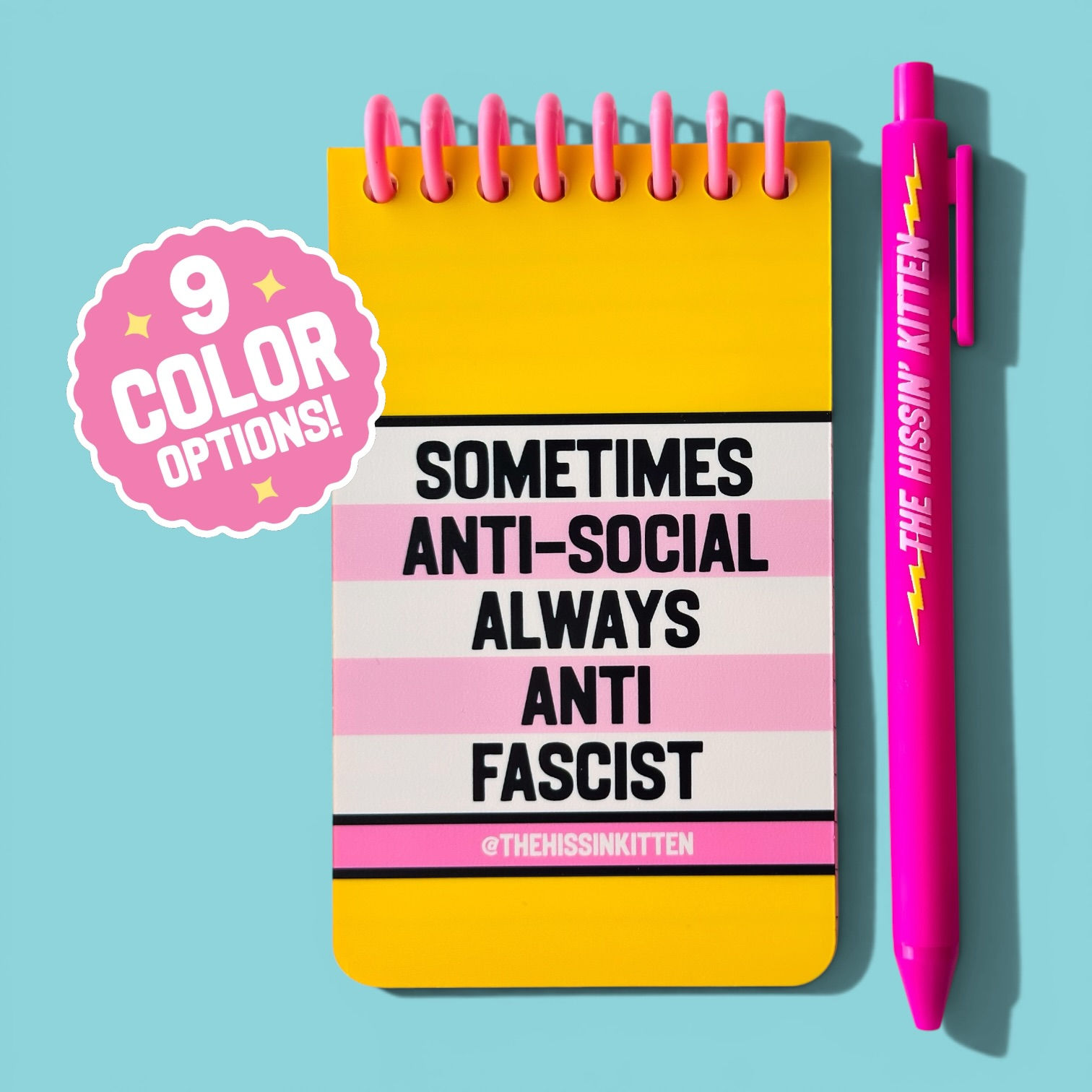 SOMETIMES ANTI-SOCIAL ALWAYS ANTI-FASCIST - Letter Board Notebook and Pen Set