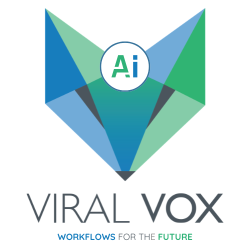 viral vox ai logo that has a fox logo design with the text ai in a circle in front of the foxes brai
