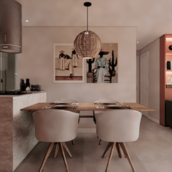 Sala de jantar com mesa redonda e pendentes | Studio Conceitual