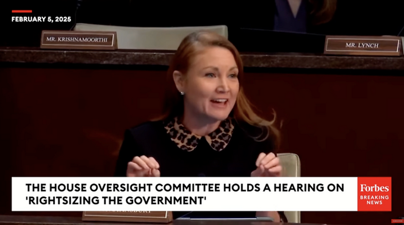 A video of NM Congresswoman Melanie Stansbury in a House Oversight Committee Hearing on Rightsizing the Government