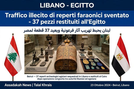 *لبنان يحبط تهريب آثار فرعونية ويعيد 37 قطعة أثرية لمصر*