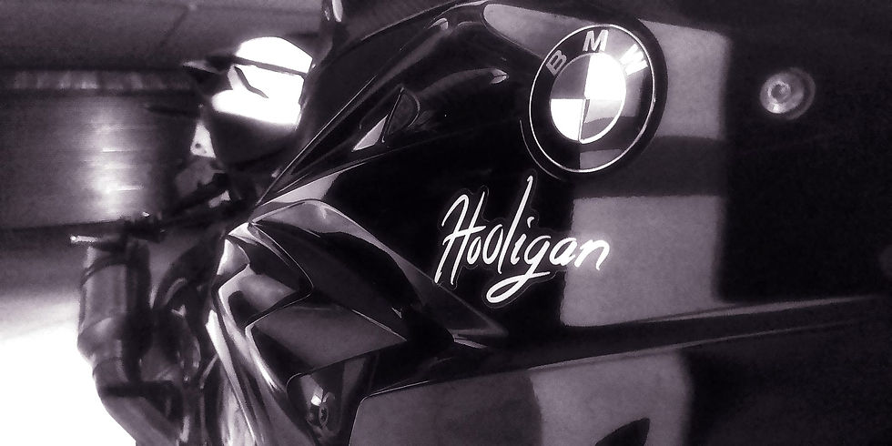 Cecilia side view Hooligan Jeans Official logo sticker