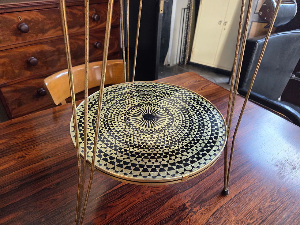 Miniaturbild: alter Mid-century Glas Beistelltisch 50er Jahre Hairpin