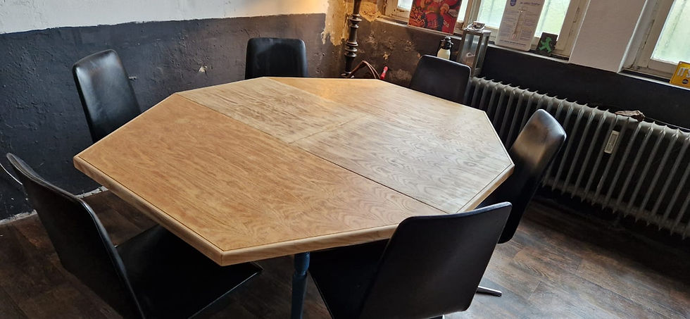 Miniaturbild: großer Vintage Esstisch Tisch Holz -  ausziehbar / Abendblau
