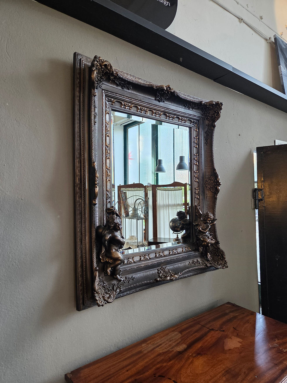 Miniaturbild: Spiegel im antiken Barock-Stil mit Engeln + Facettenschliff