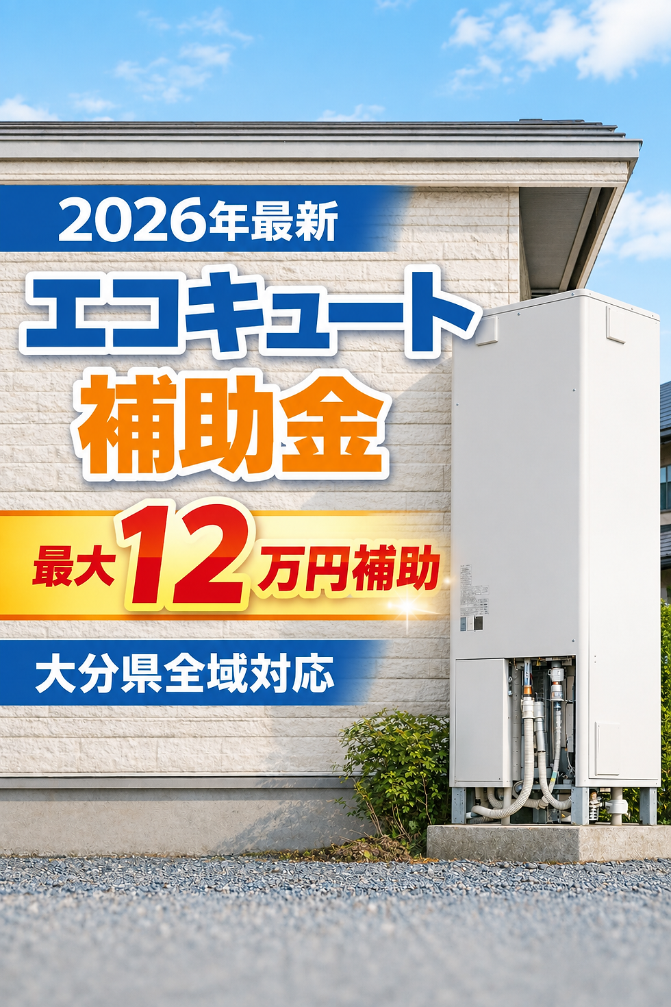 大分県のエコキュート補助金と給湯省エネ2026の違いを比較。補助額・申請方法・おすすめの選び方を解説した記事