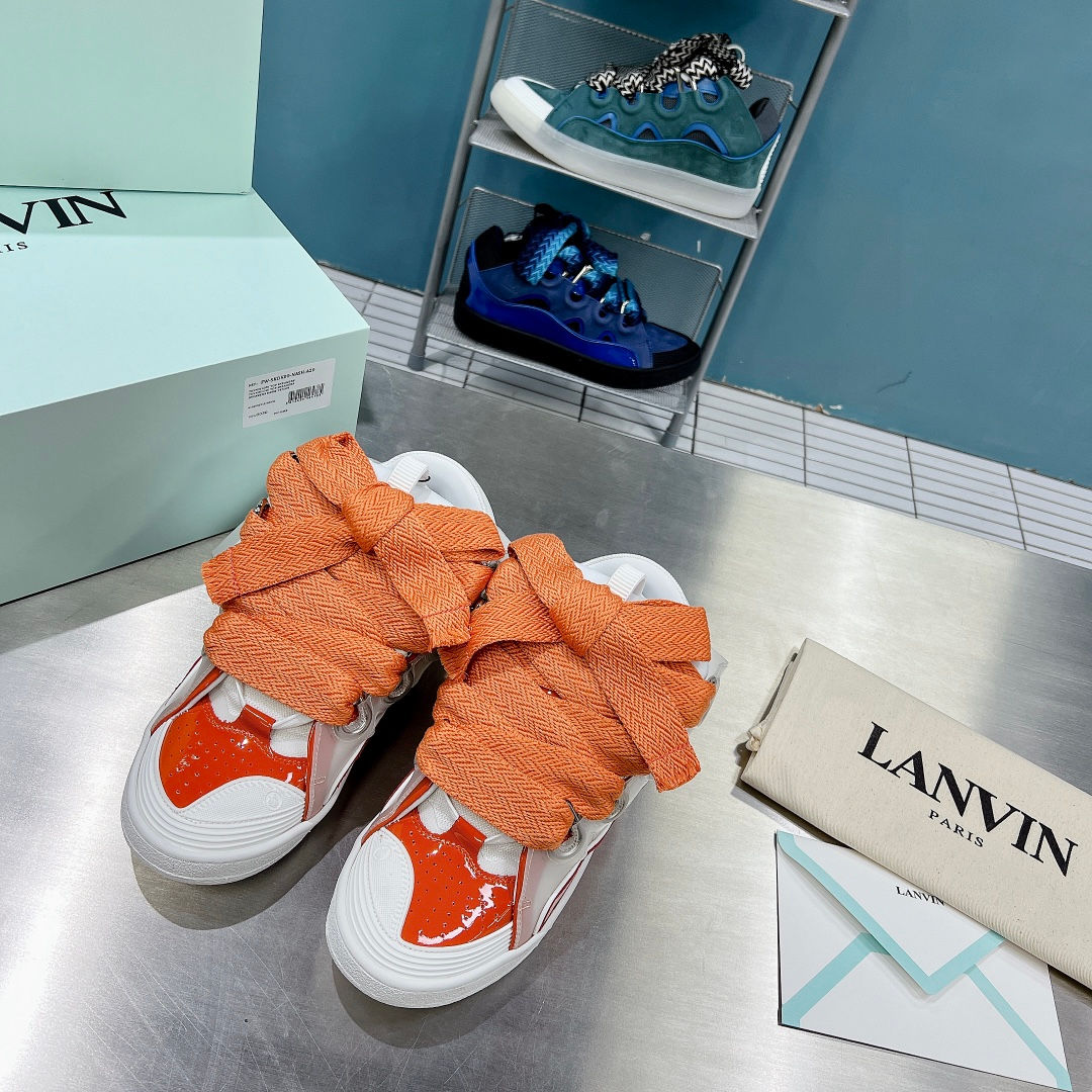 Lanvin Leather Curb Metallic Orange