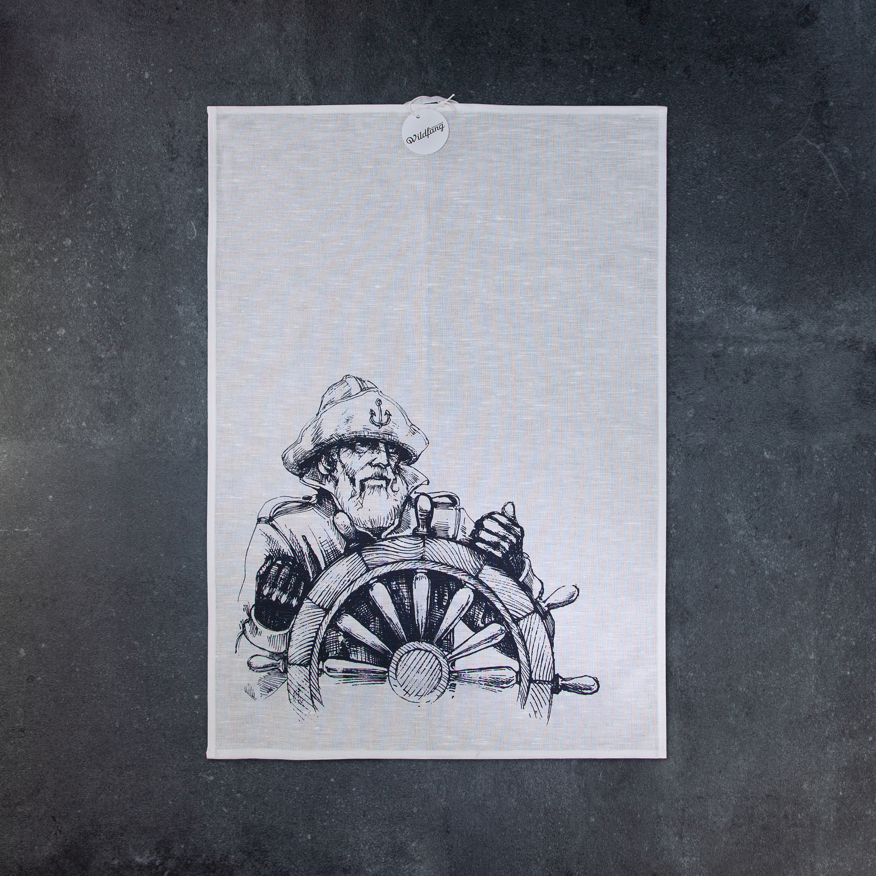 Halbleinen Geschirrtuch Kapitän