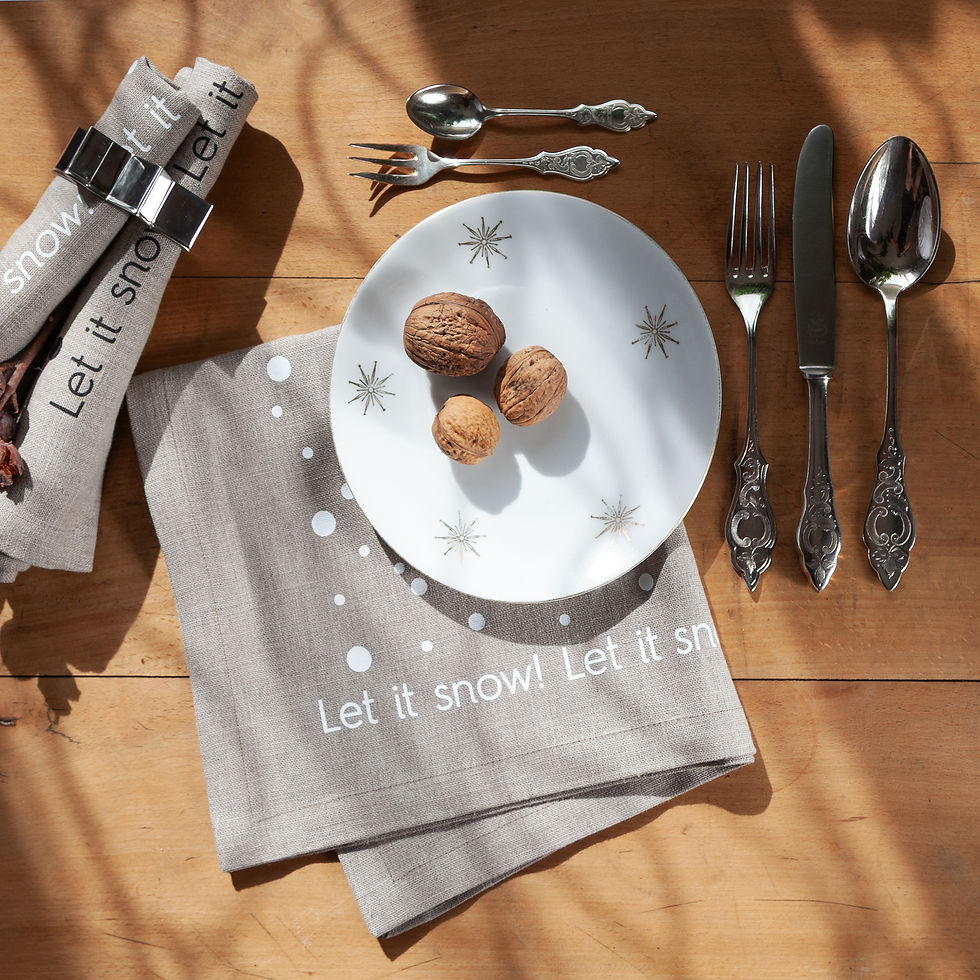 Miniaturbild: Serviette Leinen Natur Let ist snow!