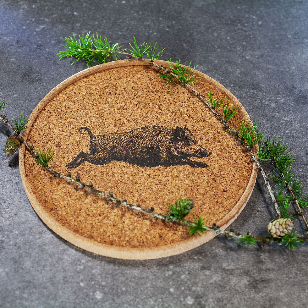 Kork Tablett rund Wildschwein