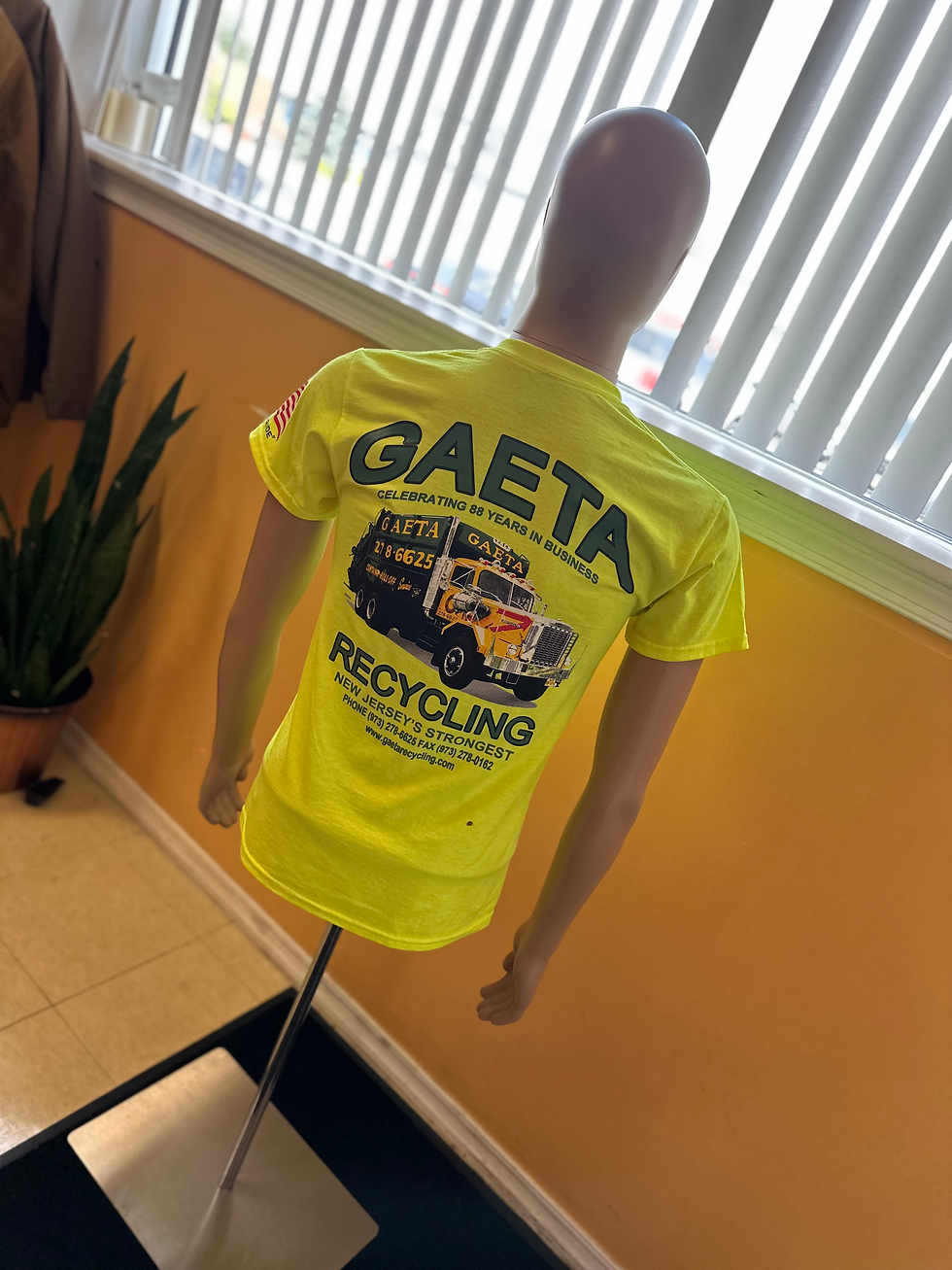custom screen printed gildan t-shirt showing client's Gaeta logo