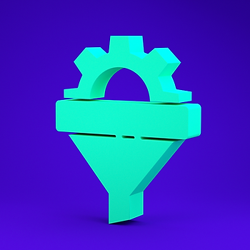 Green funnel on blue background