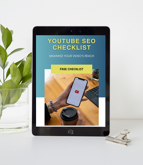 Front cover of Island VA's YouTube SEO Checklist on a tablet screen