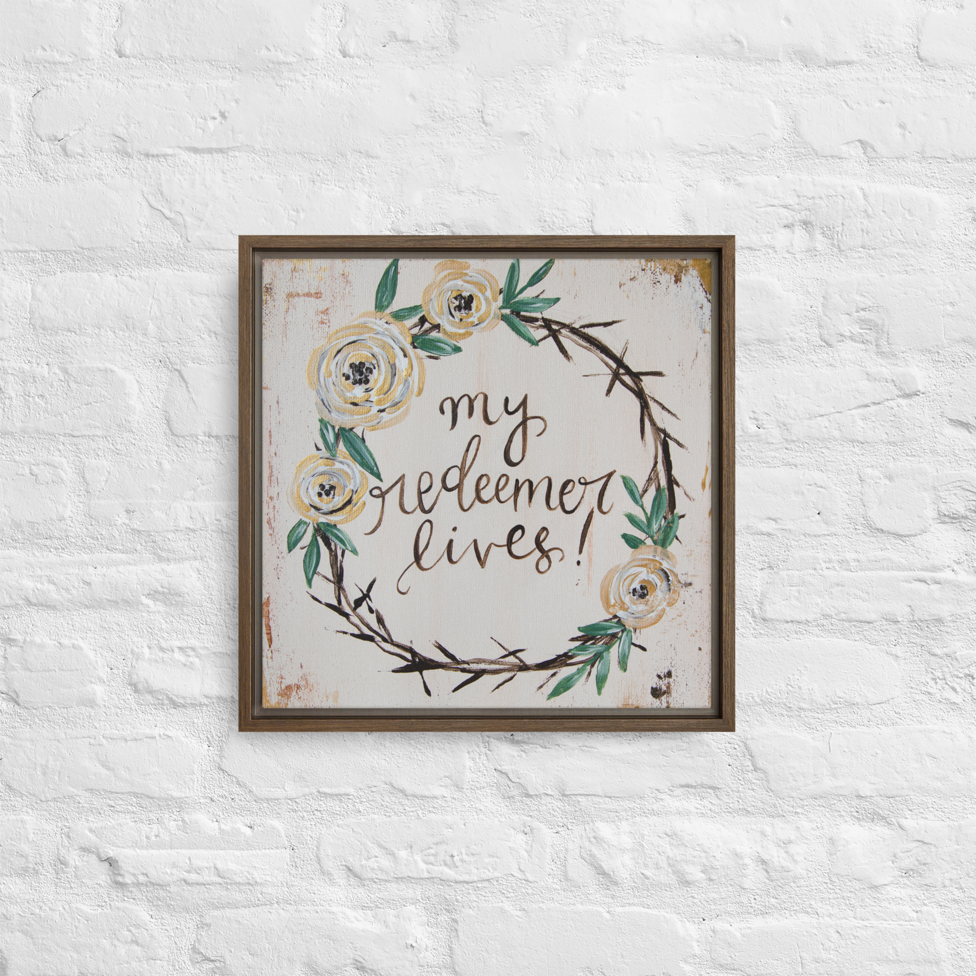 My Redeemer Lives- Wooden Framed- Printed Canvas Art