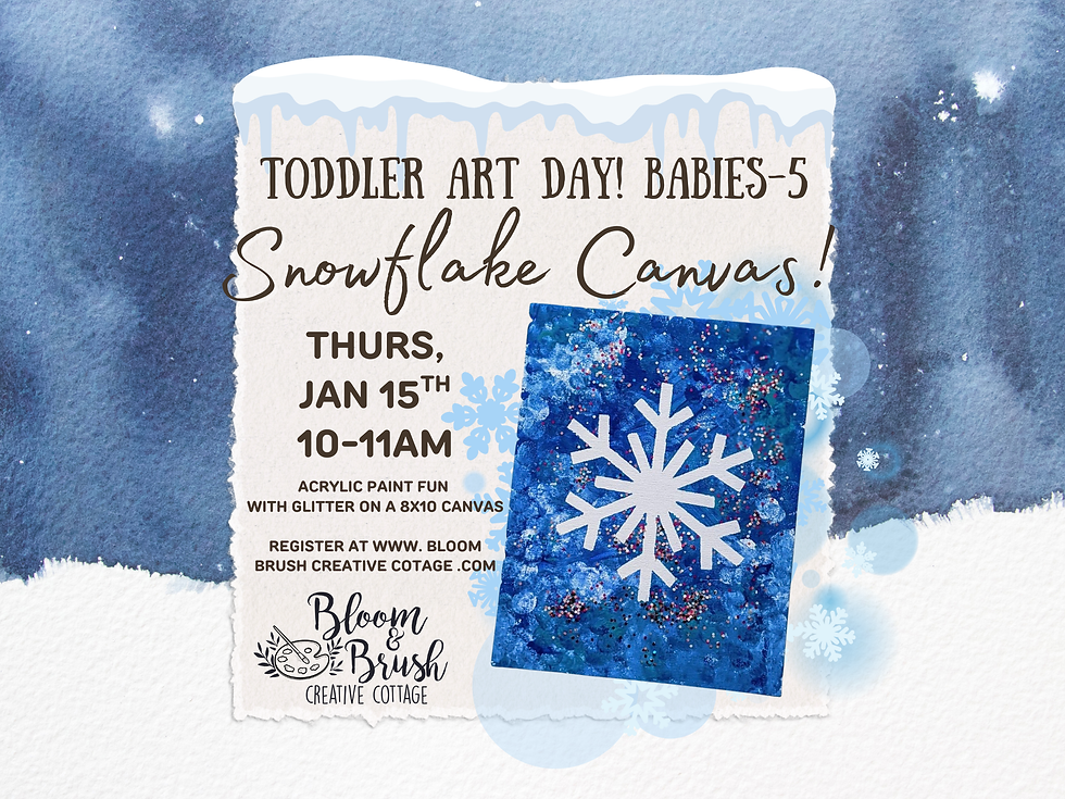 Toddler Art & Story Time -Glitter Snowflake Canvas Keepsake!