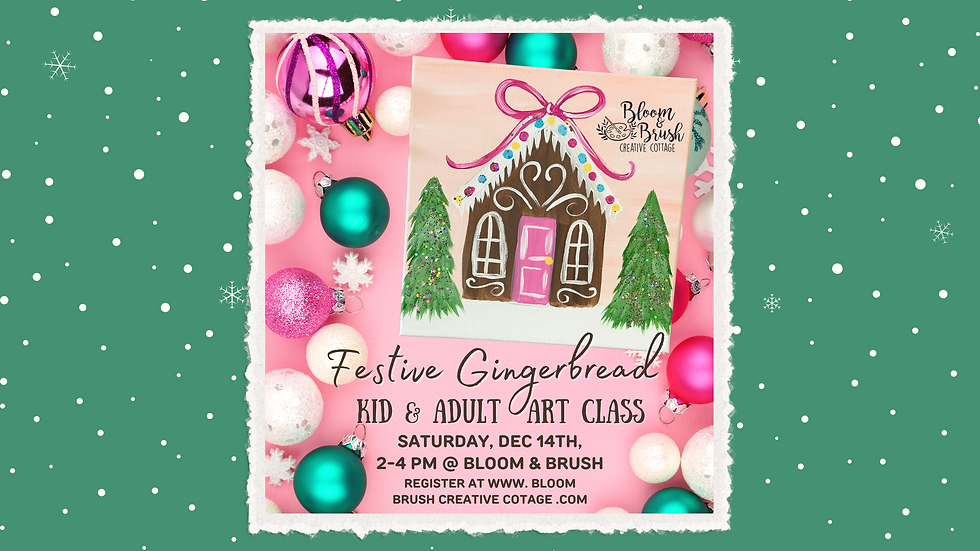 KIDS & Adults Festive Gingerbread House Paint Class!