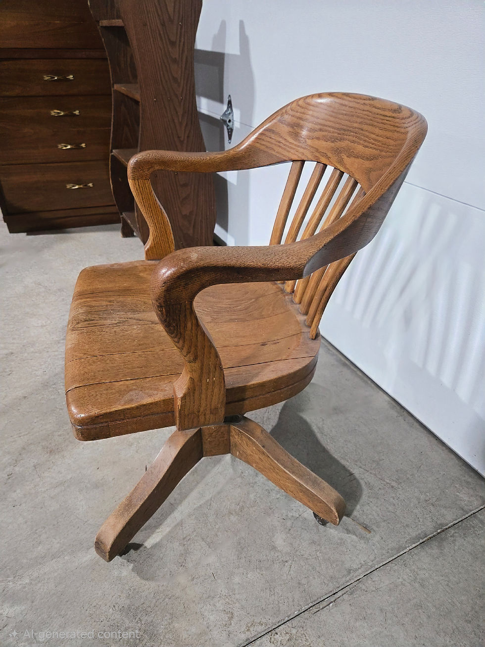 Thumbnail: Vintage Marble & Shattuck Chair Co.Oak Rolling Office Chair