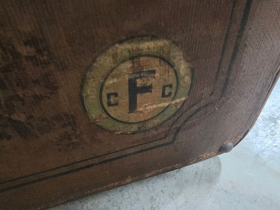 Thumbnail: Antique Fabric Covered Trunk Madler?