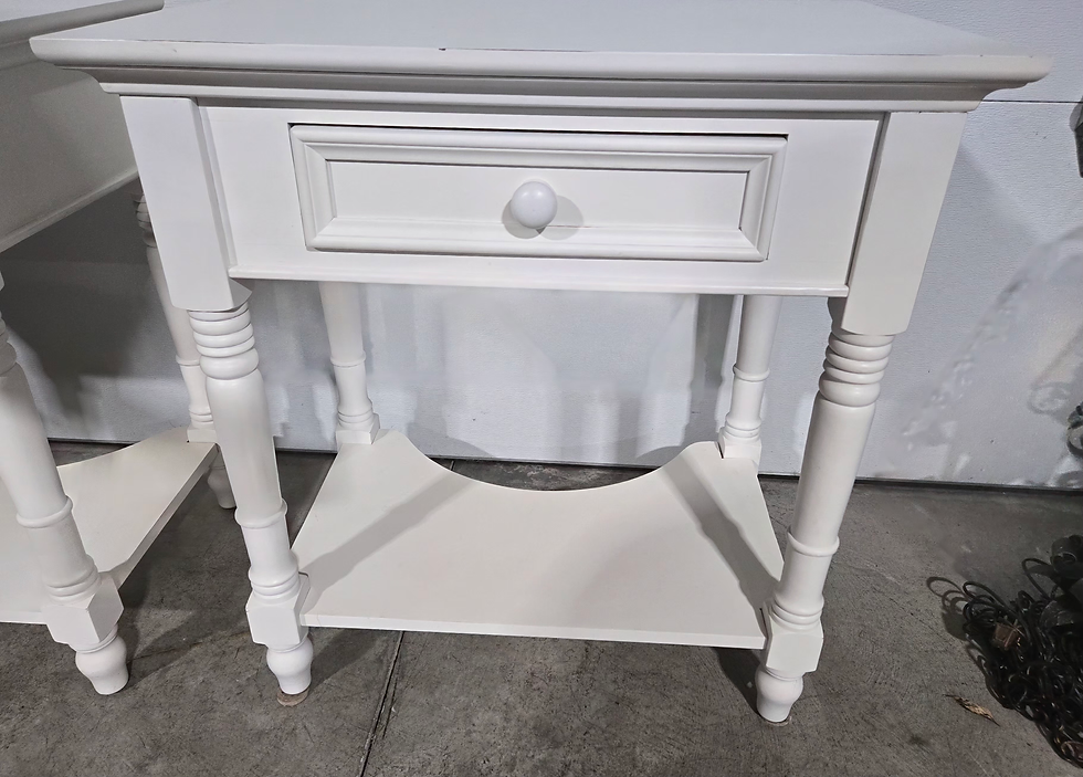 Thumbnail: Pair Tradewinds White End Tables / Night Stands