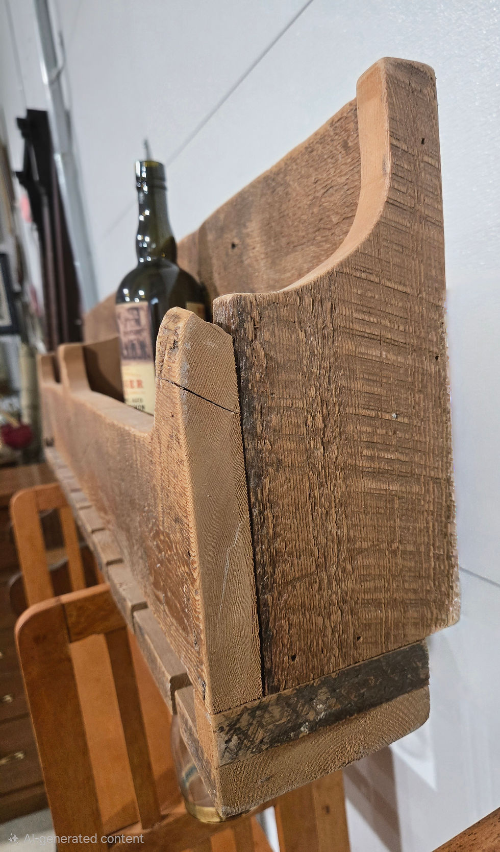 Thumbnail: Large Rustic Wine & Wine Glass Rack Wall Holder #2