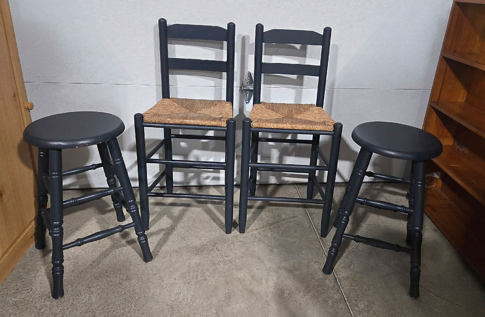 Thumbnail: 4 Bar Stools Navy Blue (2 with Backs)