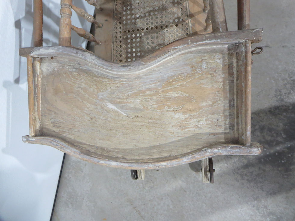 Thumbnail: Vintage Oak Baby Stroller / High Chair