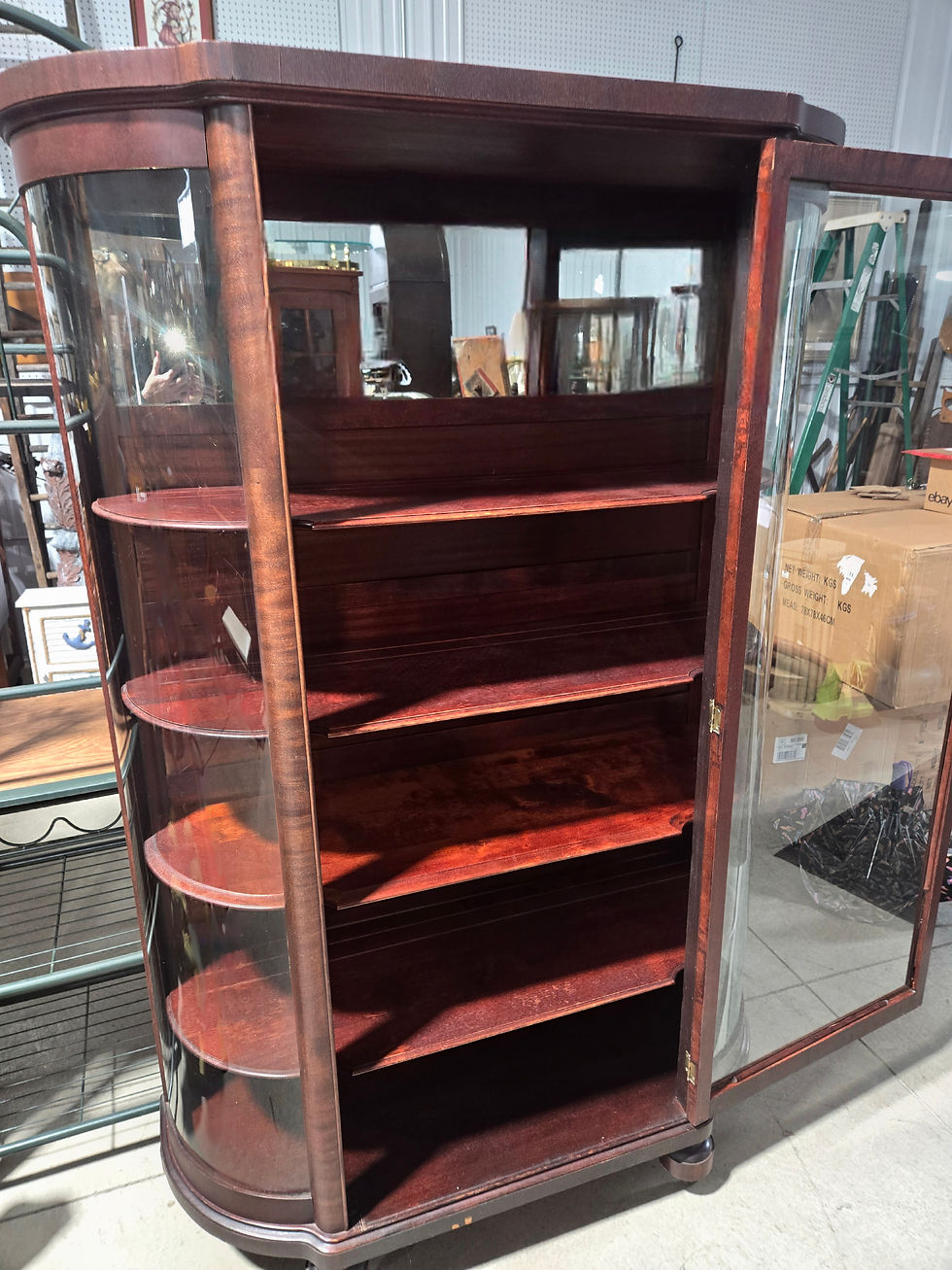 Thumbnail: Curved Glass Mahogany China Cabinet