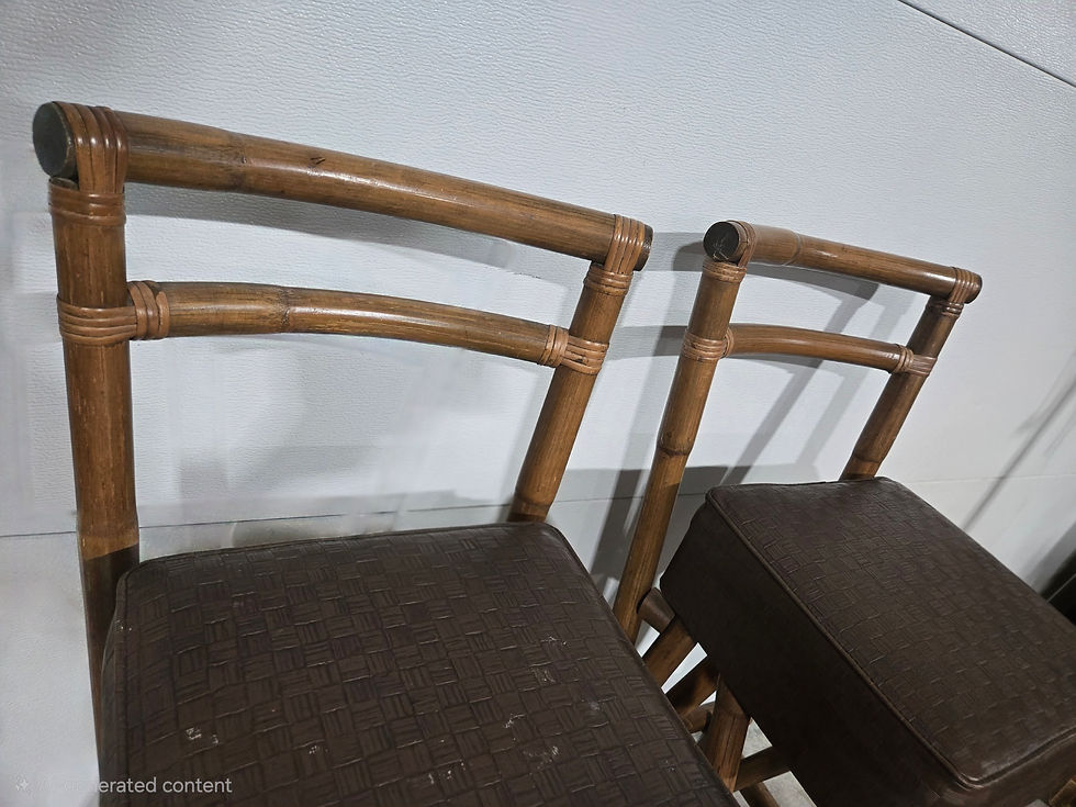 Thumbnail: Pair Ratan Bar Stools Brown Seats