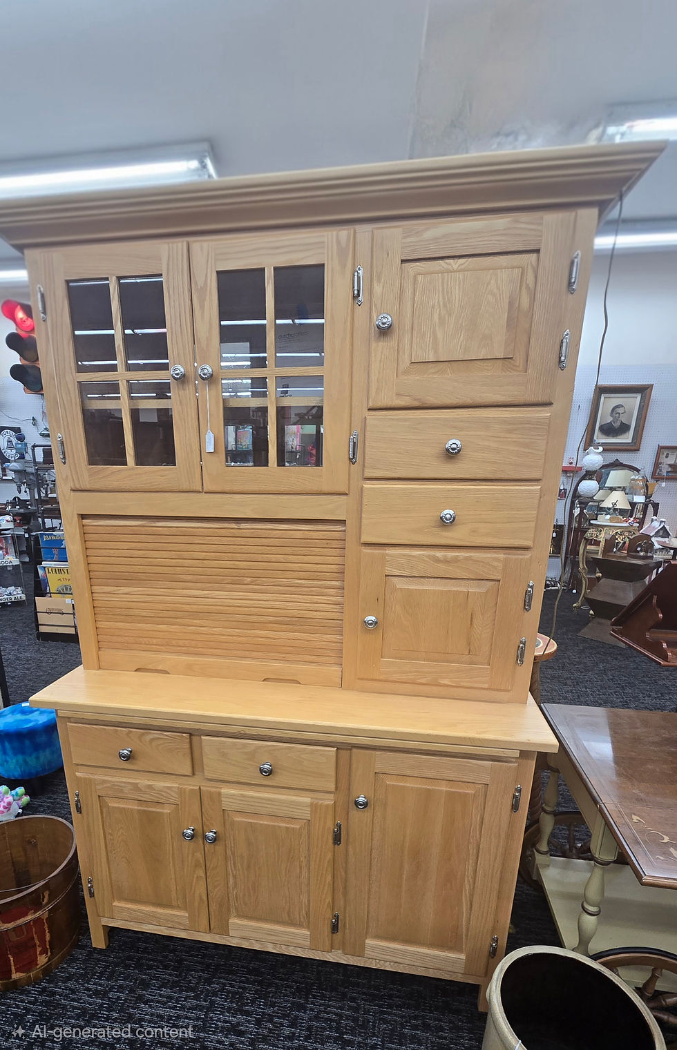 Thumbnail: Dutchcrafters Amish Meredith's Hoosier Hutch Oak