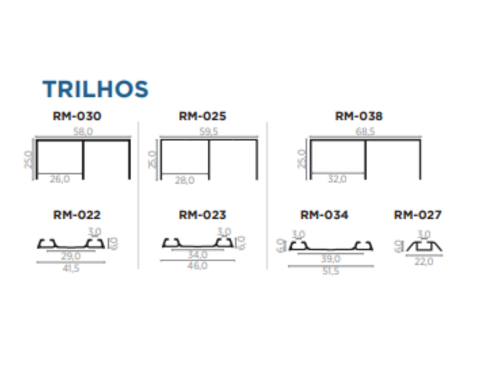Miniatura: KIT RO 65 (60kg) ROMETAL PARA PORTA CORRER GUARDA ROUPA