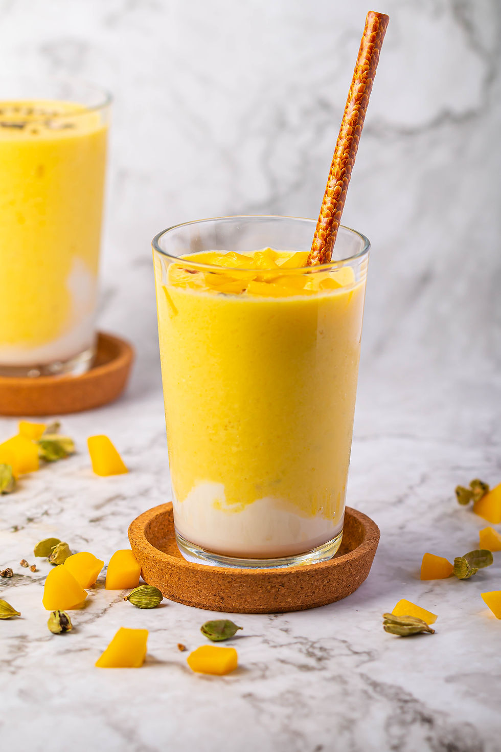 Mango lassi with the edible straw...