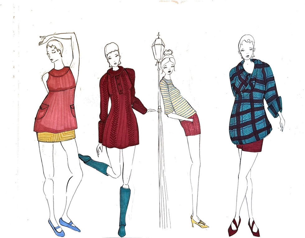 60s mod inspired knit illustrations