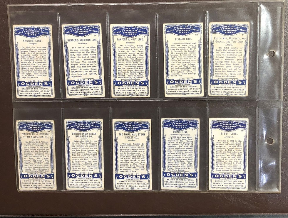 Thumbnail: Ogdens Flags & Funnels of Leading Steamships Cigarette Cards