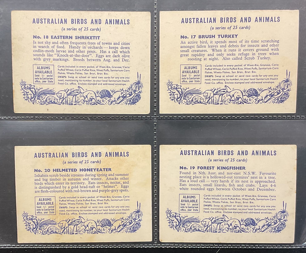 Thumbnail: Sanitarium Australian Birds And Animals Cereal Cards