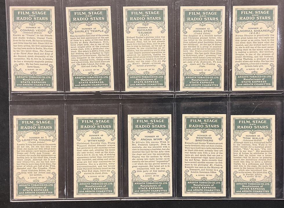 Thumbnail: Ardath Film Stage And Radio Stars Cigarette Cards