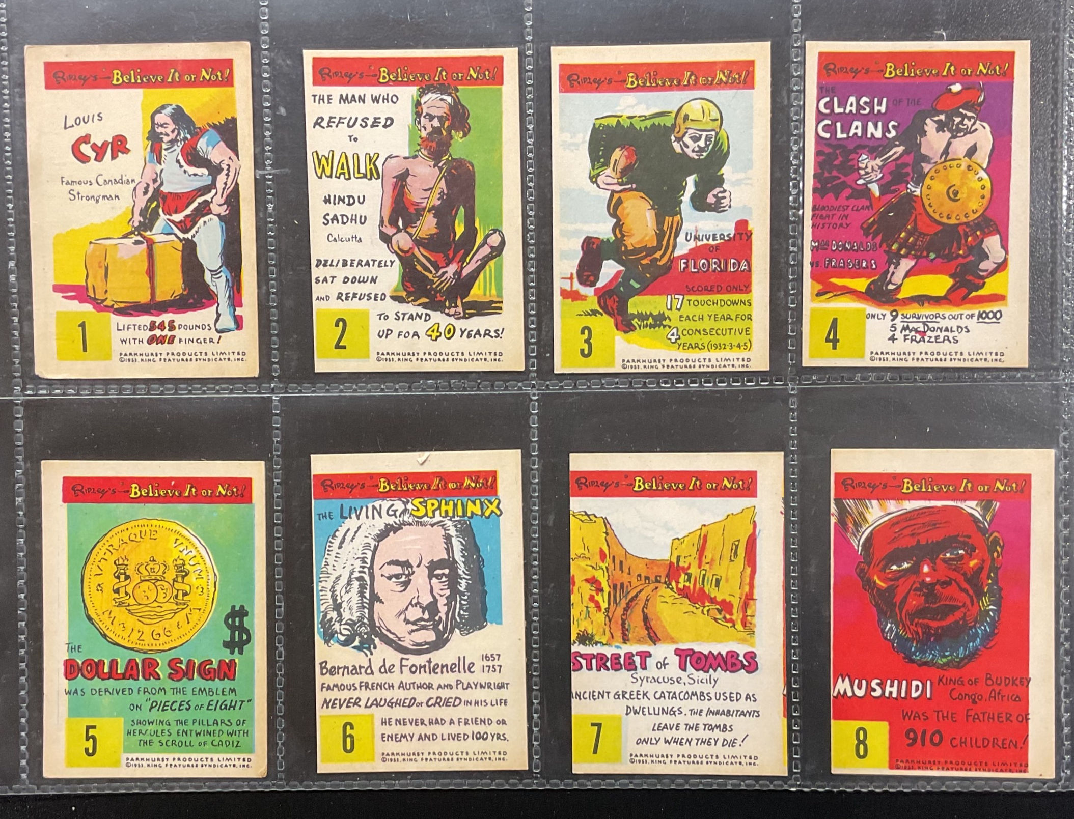 Parkhurst Ripley's Believe It Or Not Confectionary Cards