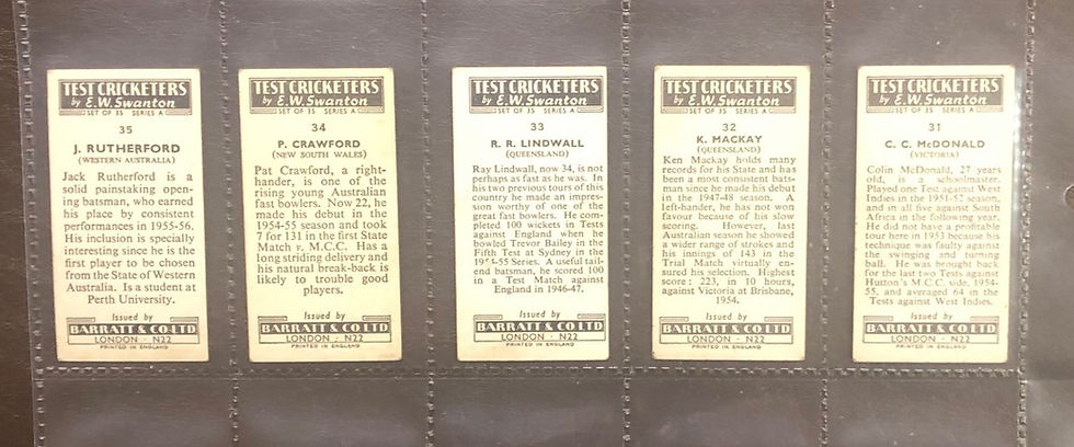 Thumbnail: Barratt Test Cricketers Series A Confectionary Cards
