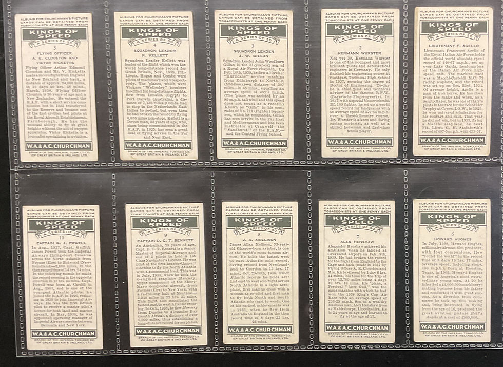 Thumbnail: Churchman Kings Of Speed Cigarette Cards