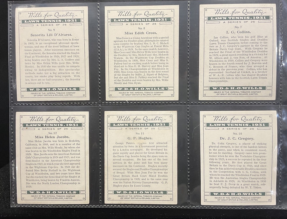 Thumbnail: Wills Lawn Tennis 1931 Cigarette Cards