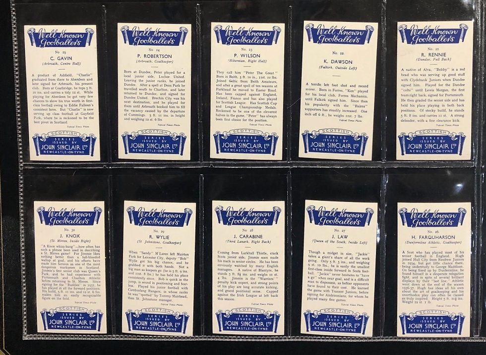 Thumbnail: Sinclair  Well Known Footballers Scottish Cigarette Cards