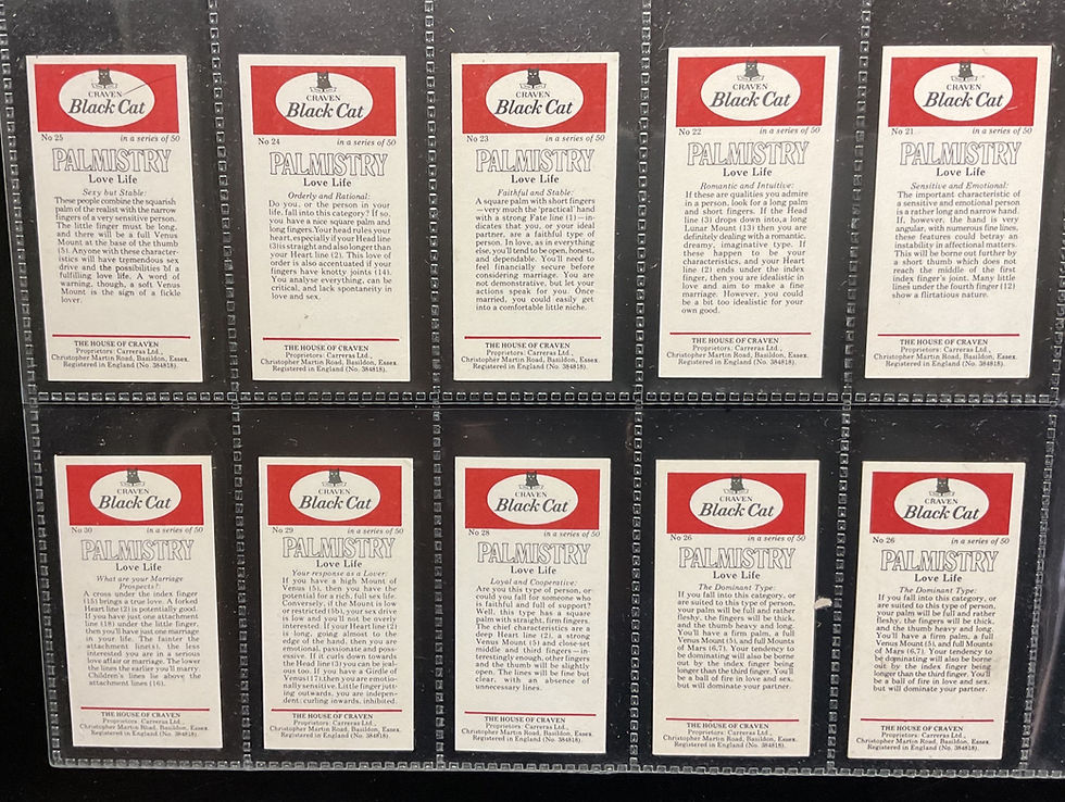 Thumbnail: Carreras Black Cat Palmistry Cigarette Cards