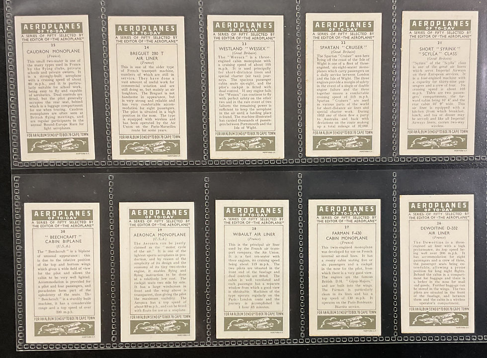 Thumbnail: United Tobacco Company South Africa Aeroplanes Of Today Cigarette Cards
