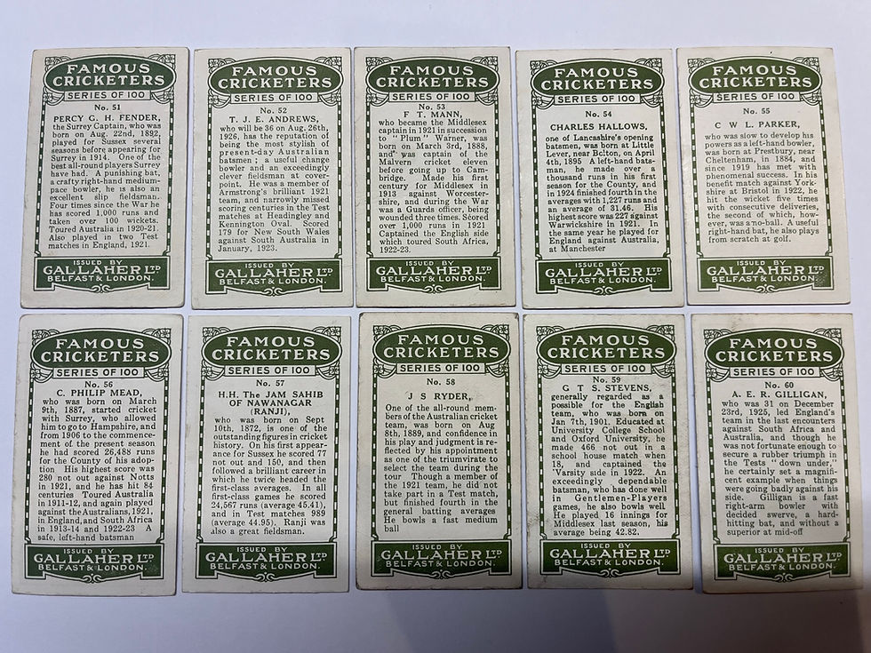 Thumbnail: Gallaher Famous Cricketers 1926 Cigarette Cards