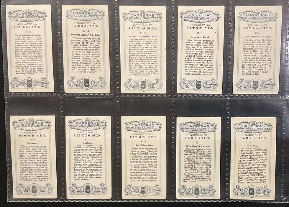 Thumbnail: Carreras Famous Naval Men Cigarette Cards