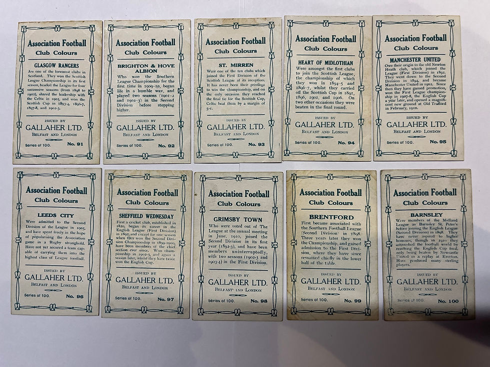 Thumbnail: Gallaher Association Football Club Colours Cigarette Cards