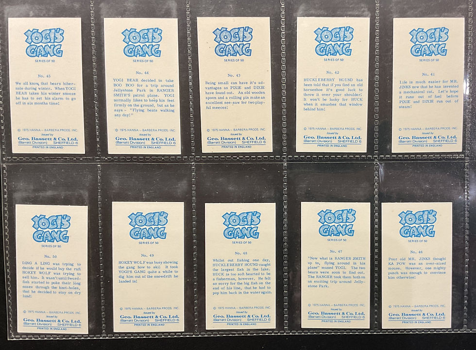 Thumbnail: Basset Barratt Division Yogi's Gang Confectionary Cards